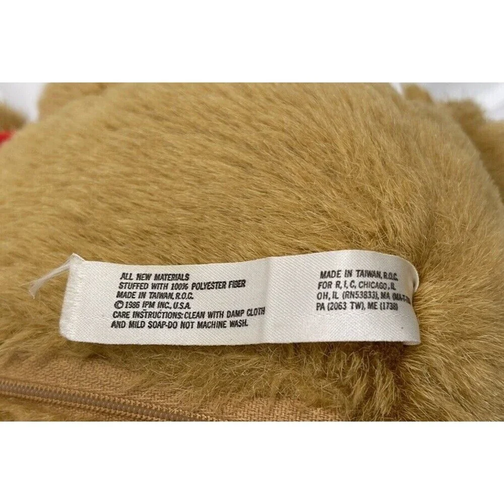 VINTAGE 1986 IPM BROWN MUSICAL CHRISTMAS TEDDY BEAR SCARF STUFFED ANIMAL 16